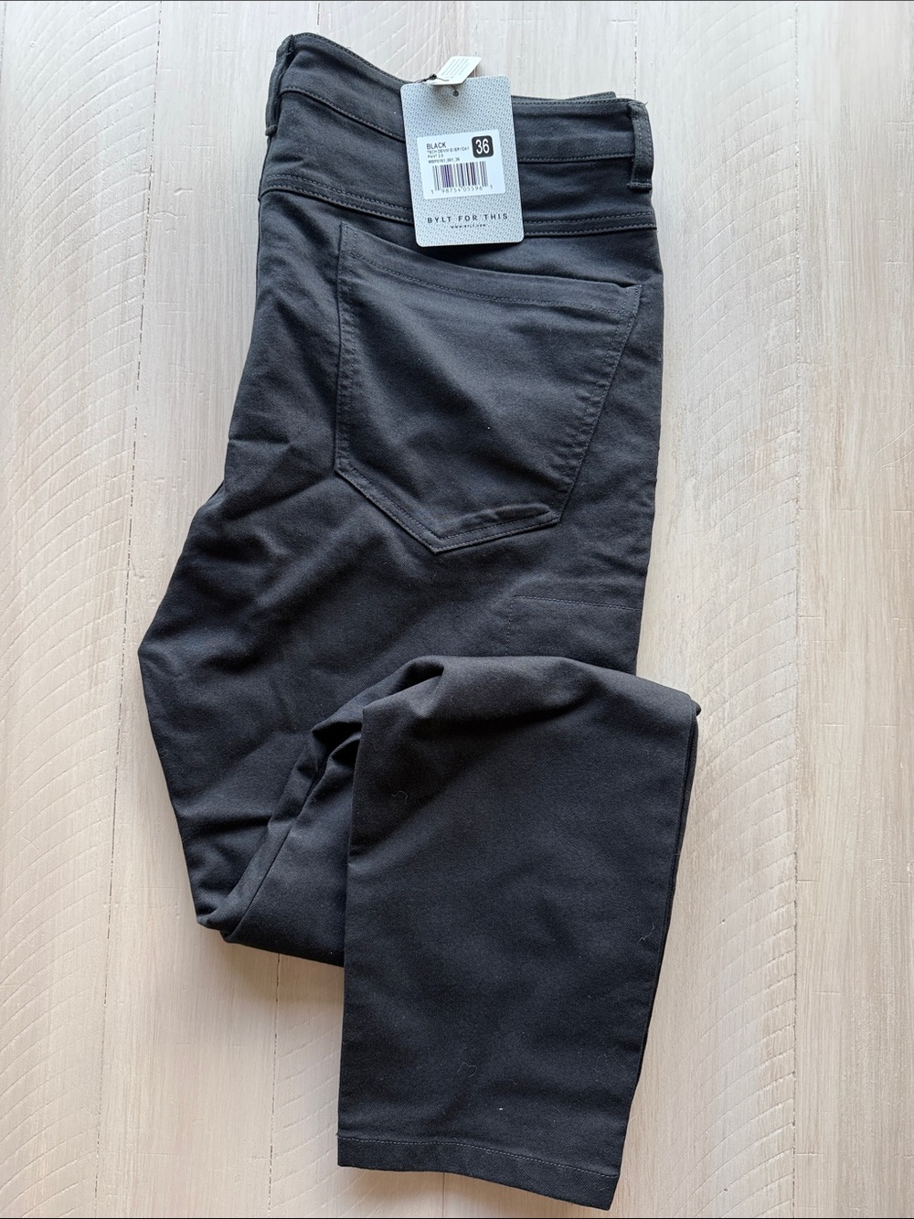 BYLT Premium Basics Black Tech Denim Everyday Pant 2.0 Size 36